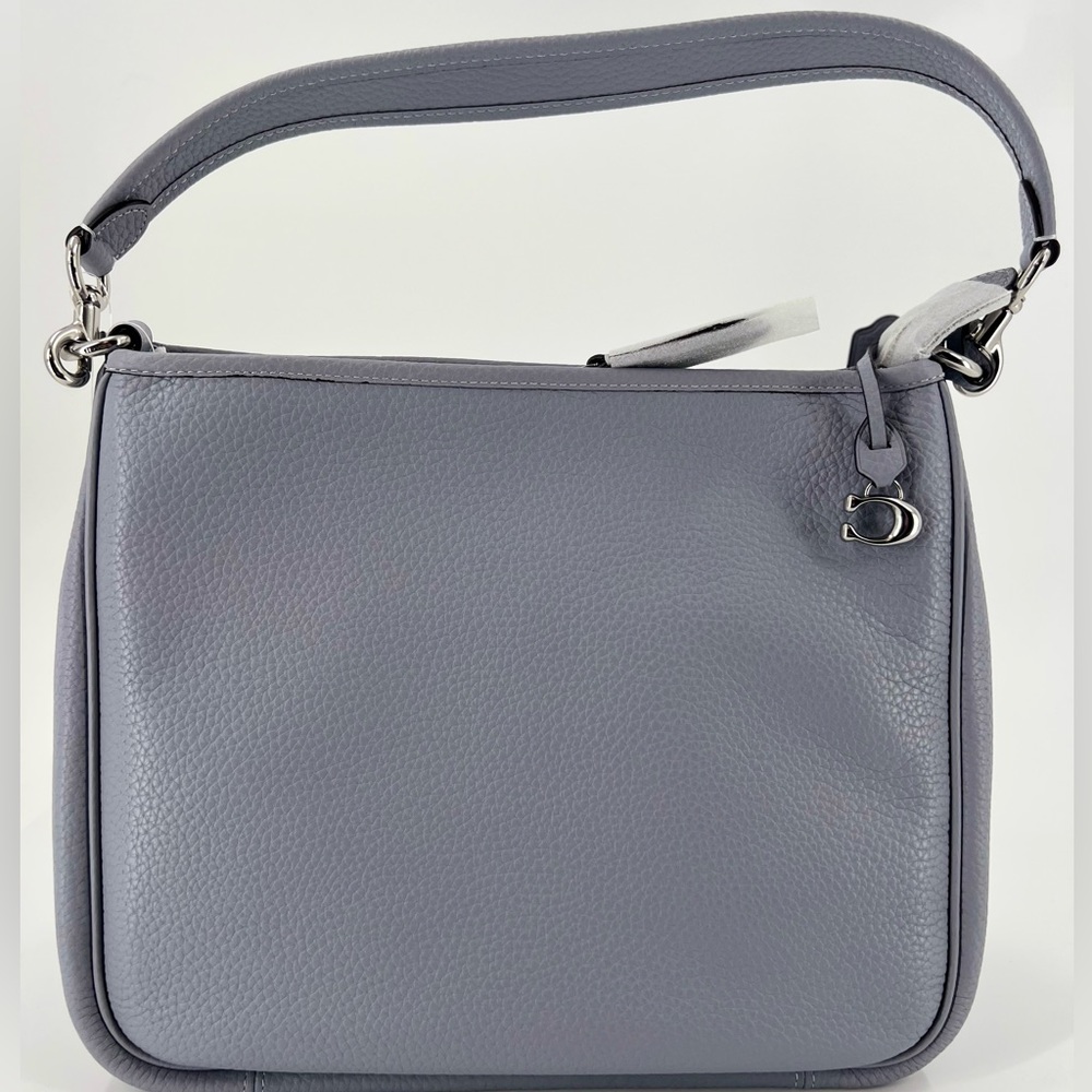 COACH Cary Pebbled Leather Silver Tone Shoulder Bag new